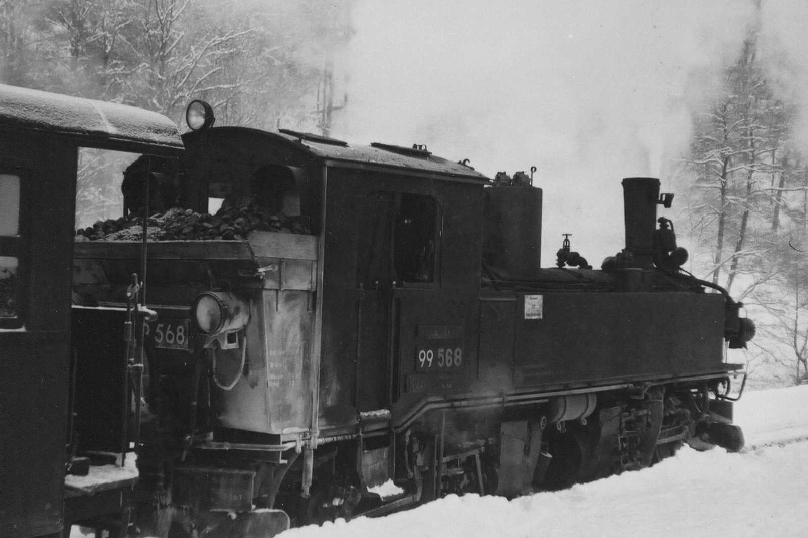 21.12.1969. Auch 1969 gehörte die IV K 99 568 zu den Stammloks auf der Preßnitztalbahn. Foto: Thomas Fritzsche