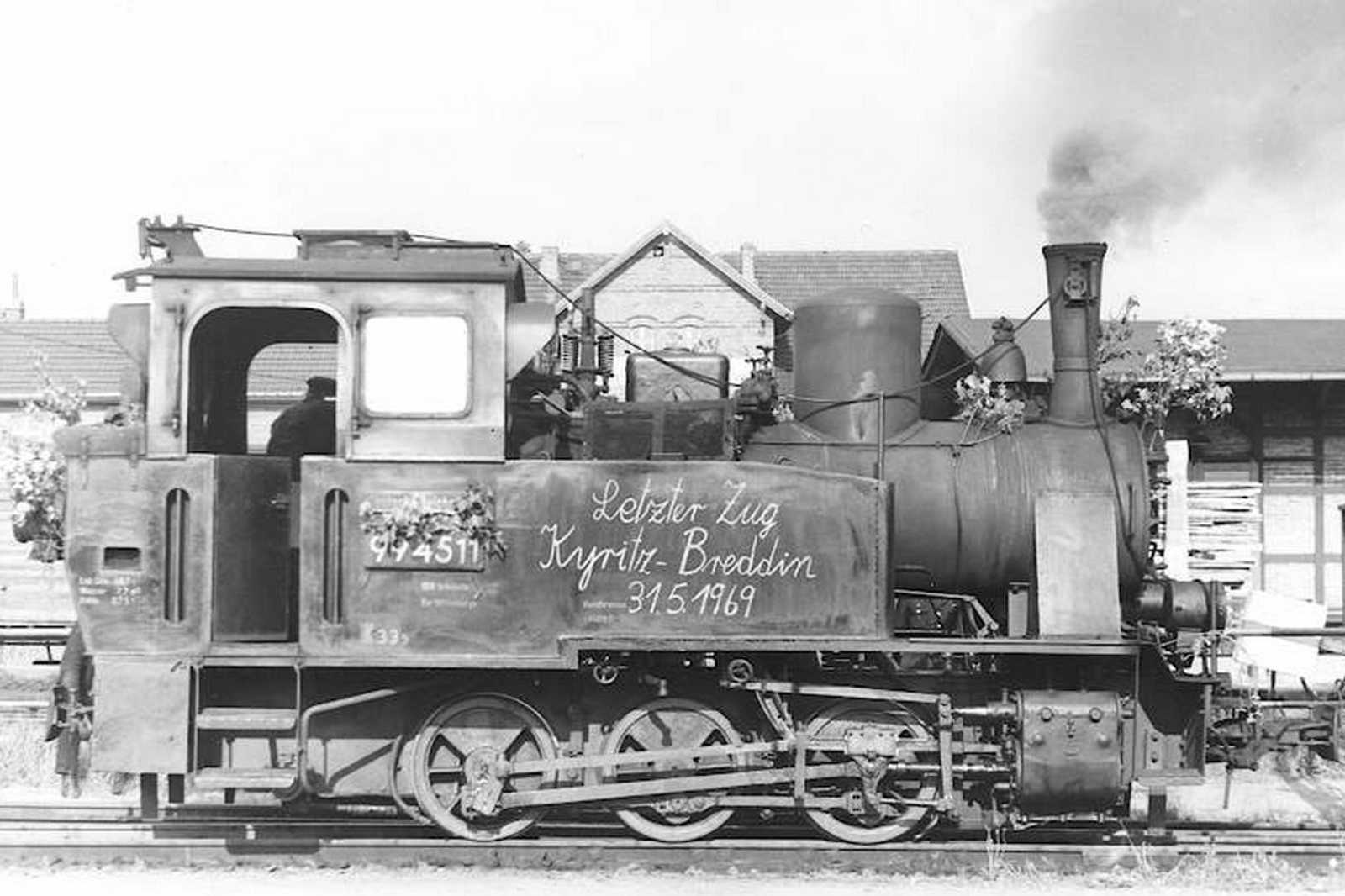 In der Prignitz zog 99 4511 am 31. Mai 1969 die letzten Züge zwischen Kyritz und Breddin.