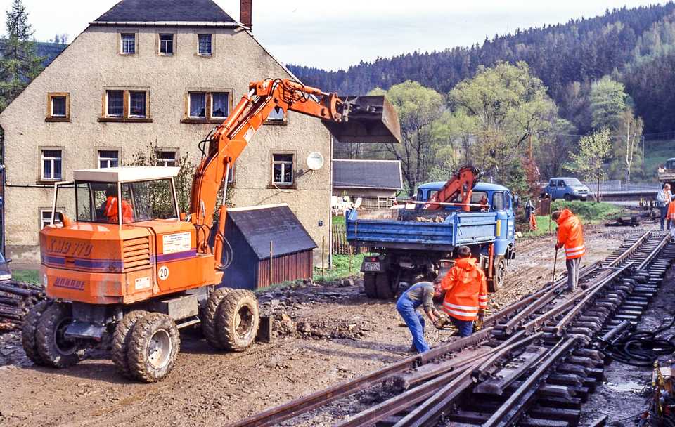Aufbau des Gleisplanes im Bahnhof Schmalzgrube.