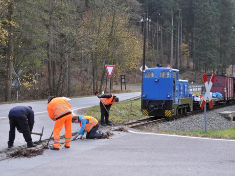 Beim Arbeitseinsatz am 10. November 2018 wurden Reinigungsarbeiten am Bahnübergang Grumbacher Straße ausgeführt.