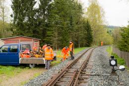 Arbeitseinsatz Infrastruktur - kurz hinter dem Bahnübergang „Am Dürrenberg“ beginnt der neue Streckenabschnitt Richtung Süden