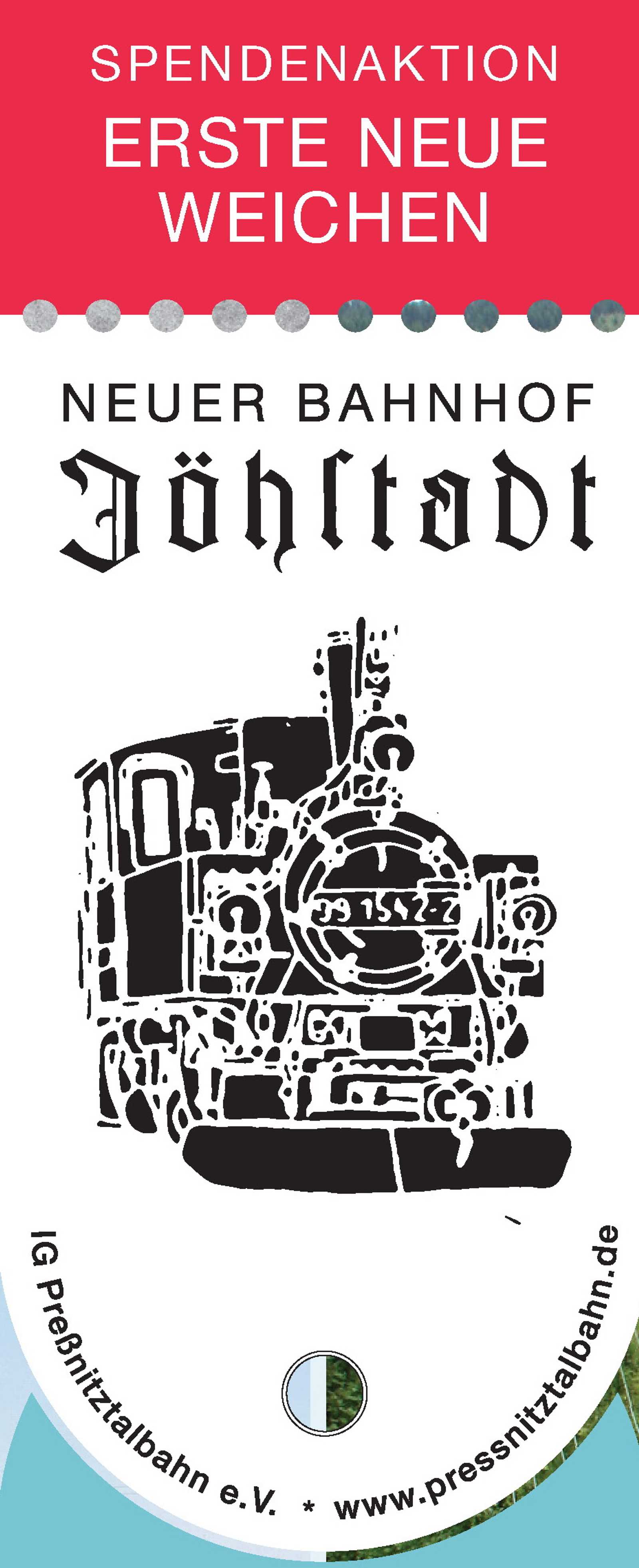 Logo zur Aktion „Neuer Bahnhof Jöhstadt - Erste Neue Weichen“