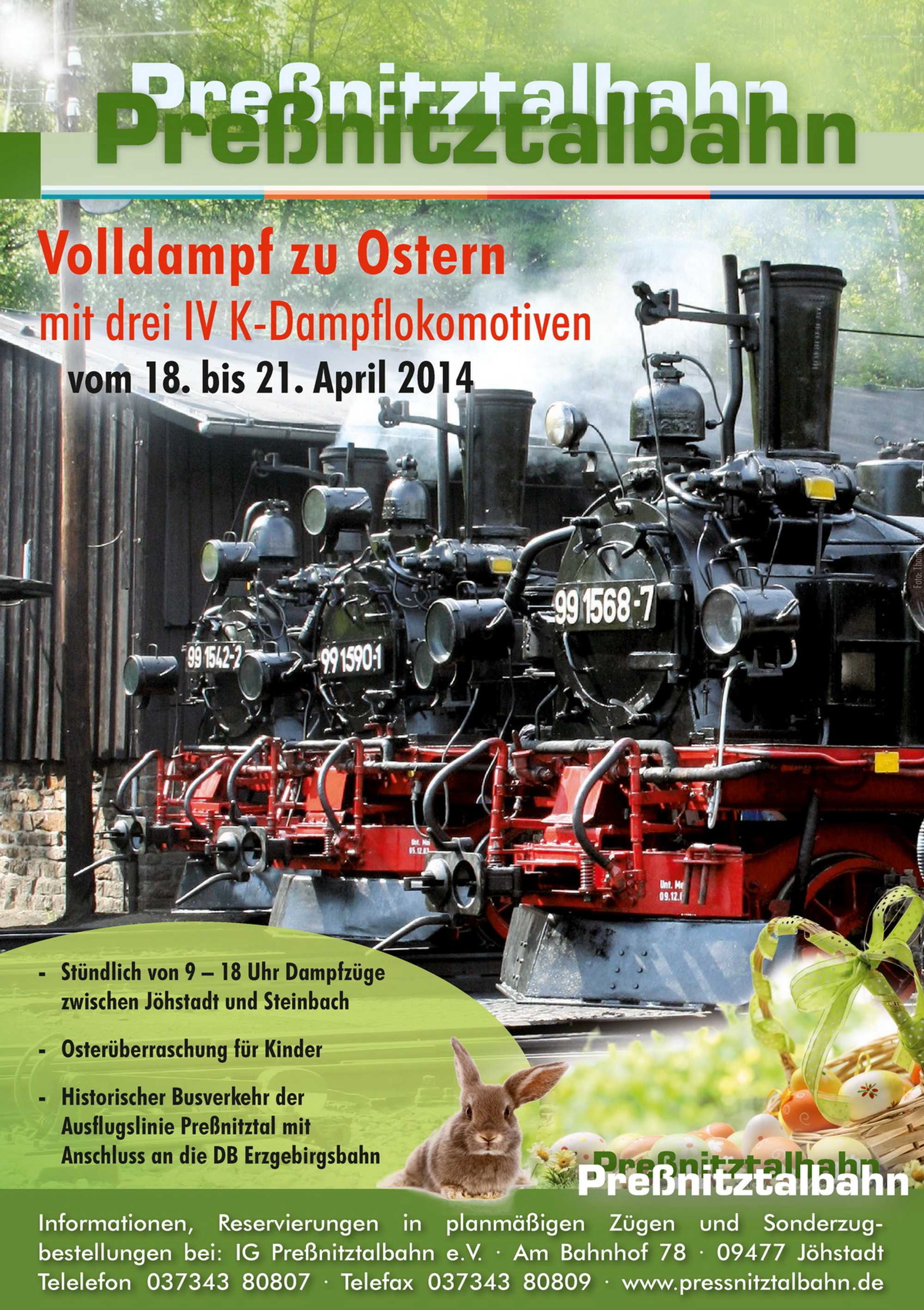 Poster „Volldampf zu Ostern mit drei IV K-Lokomotiven“