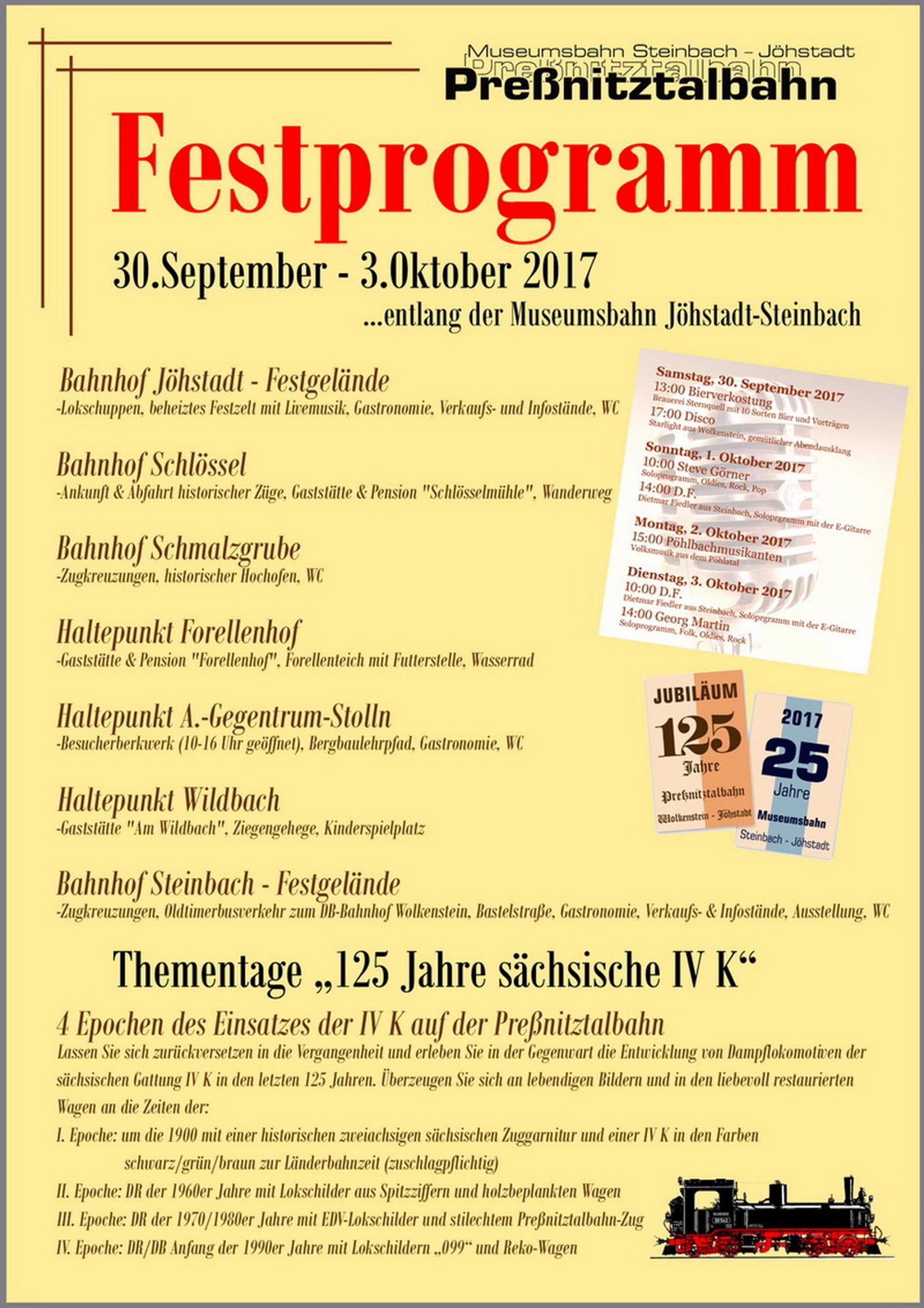 Festprogramm zur Veranstaltung 30. September - 3. Oktober 2017