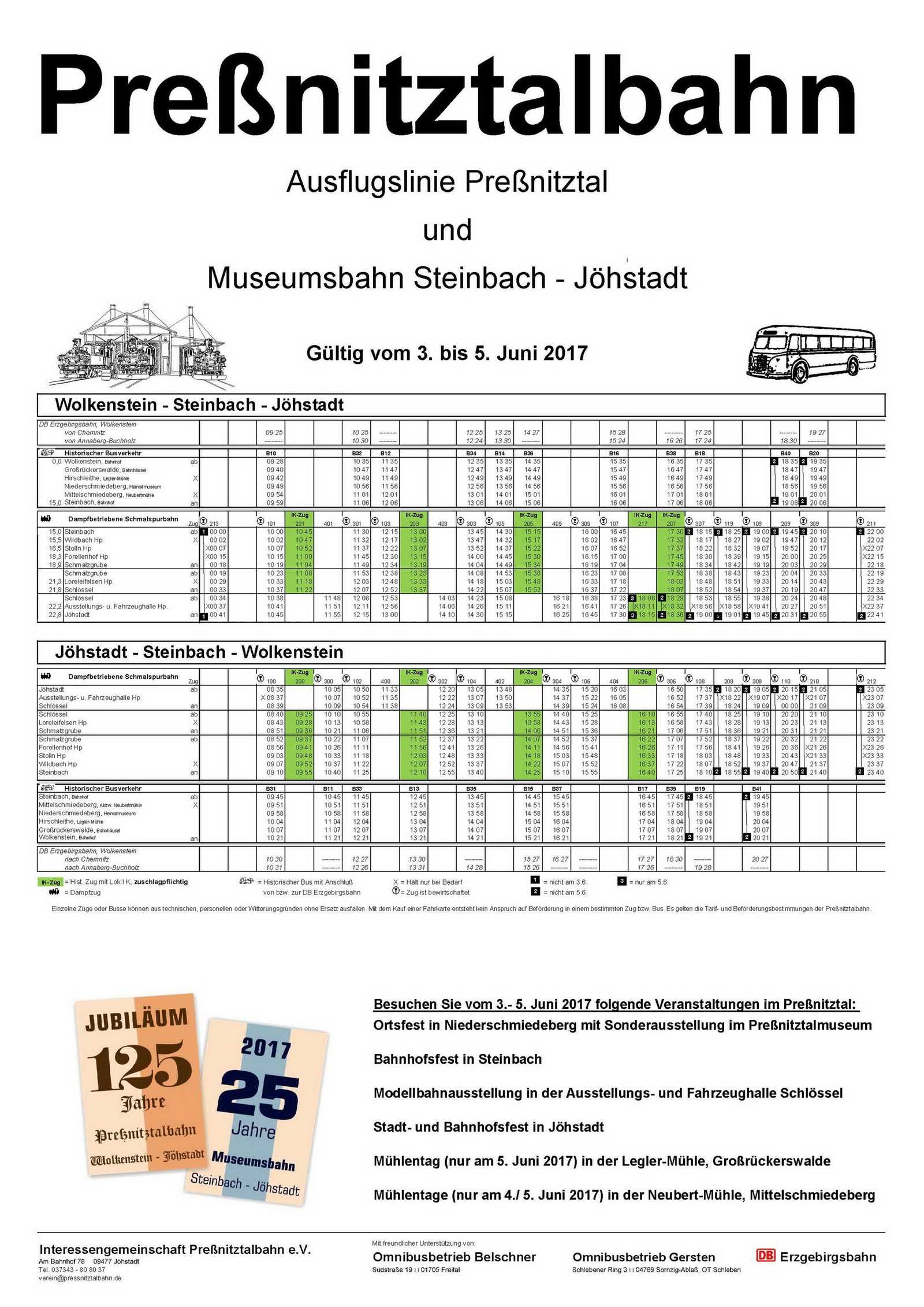 Fahrplanaushang Pfingsten 2017