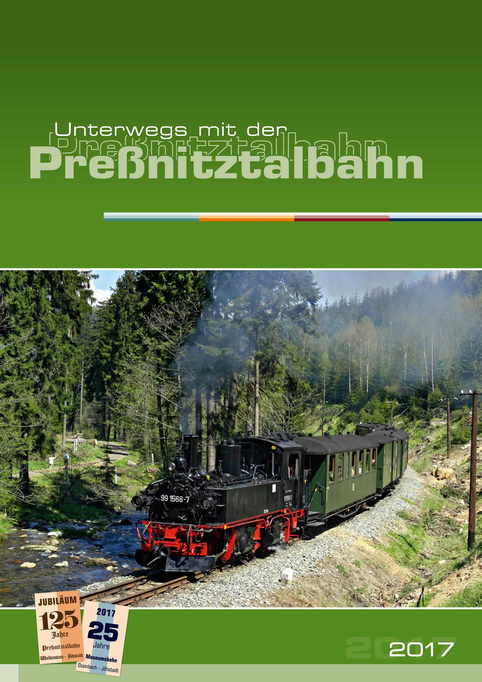 Kalendertitelseite „Unterwegs mit der Preßnitztalbahn“ 2017