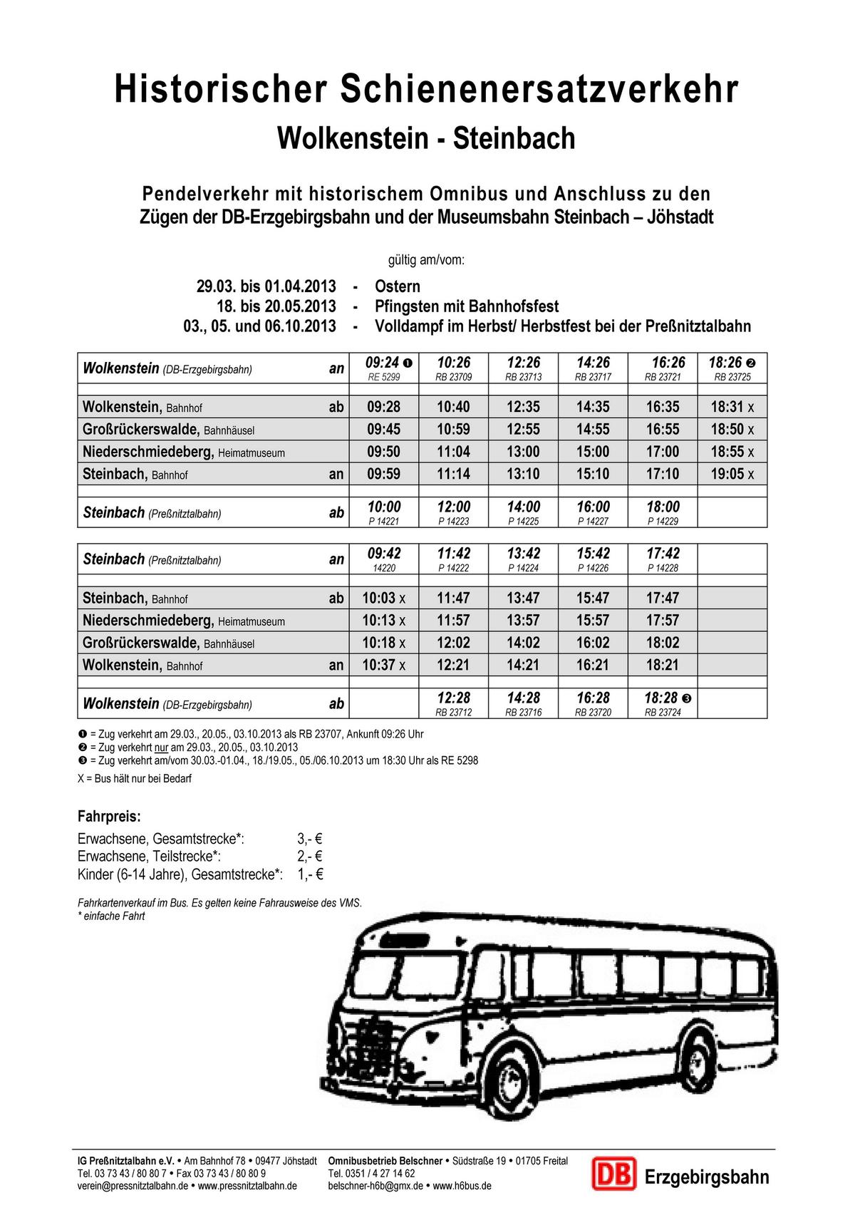 Fahrplan der Busse zwischen Wolkenstein und Steinbach