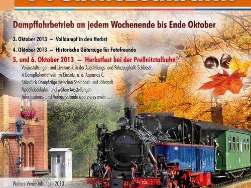 Herbst-Veranstaltungsposter der Preßnitztalbahn 2013