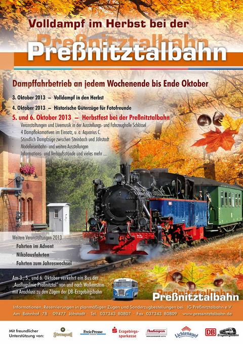 Herbst-Veranstaltungsposter der Preßnitztalbahn 2013