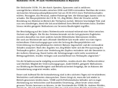VSSB e.V. & IG Preßnitztalbahn e.V.: Gemeinsame Pressemitteilung vom 5. April 2013