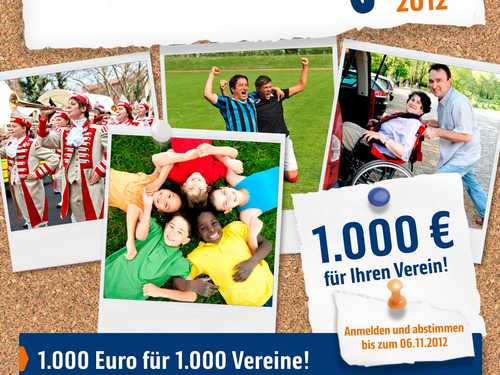 Aufruf der ING DiBa zur Aktion "1.000 Euro für 1.000 Vereine!"