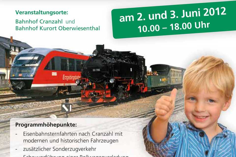 Veranstaltungsplakat zur Veranstaltung "115 Jahre Fichtelbergbahn & 10 Jahre Erzgebirgsbahn"