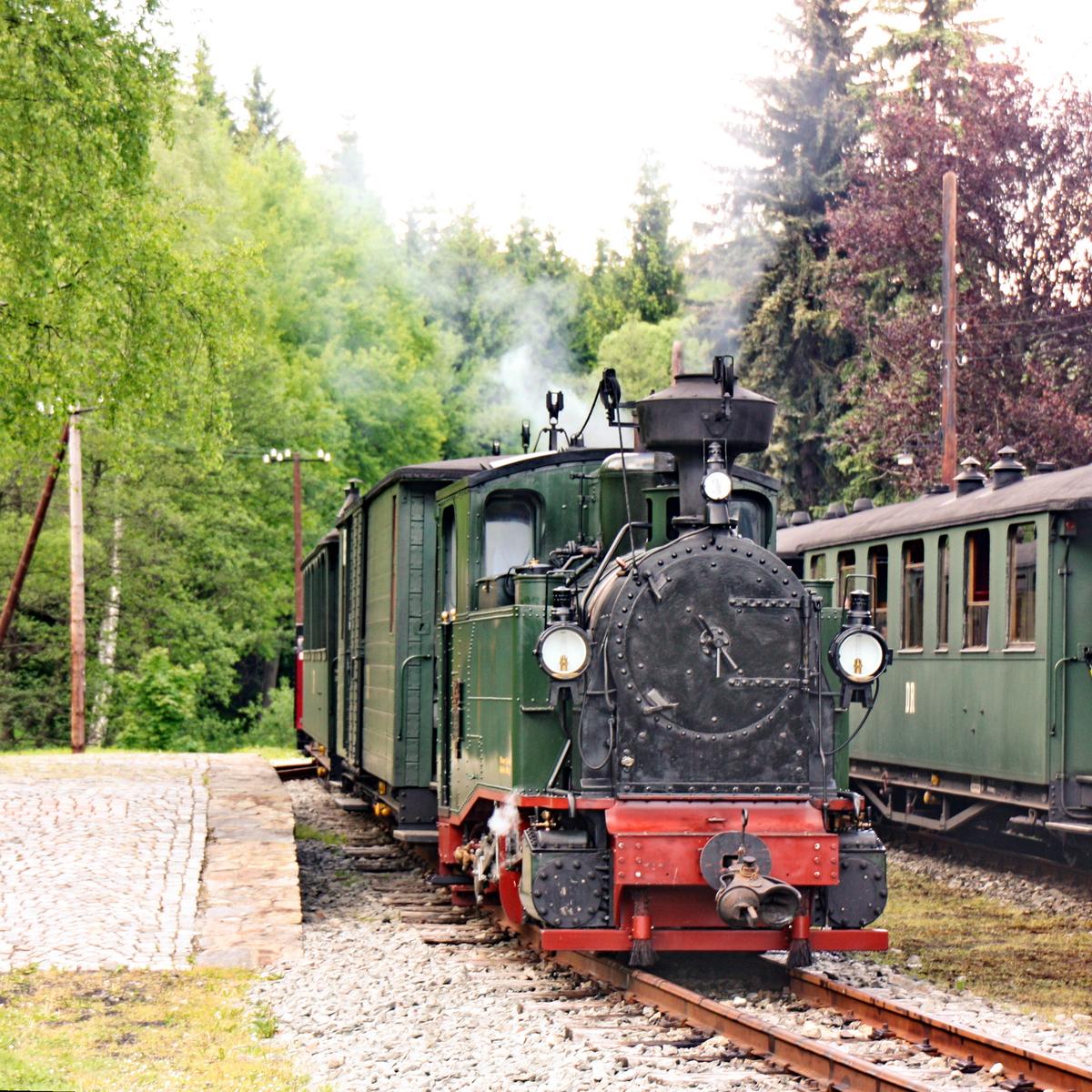 I K Nr. 54 wechselte sich mit der 99 4511-4 beim Pendel zwischen Schmalzgrube und Jöhstadt ab.