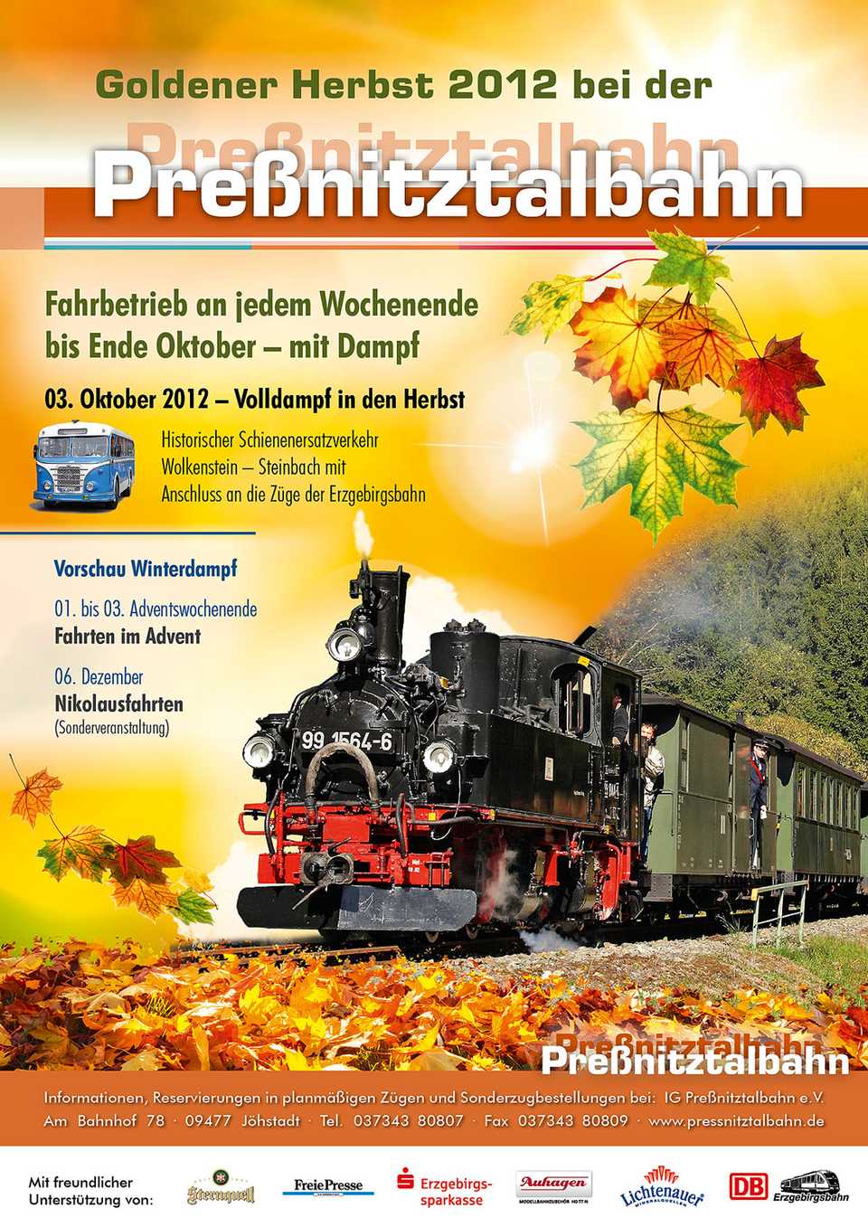 Veranstaltungsposter „Goldener Herbst 2012 bei der Preßnitztalbahn“