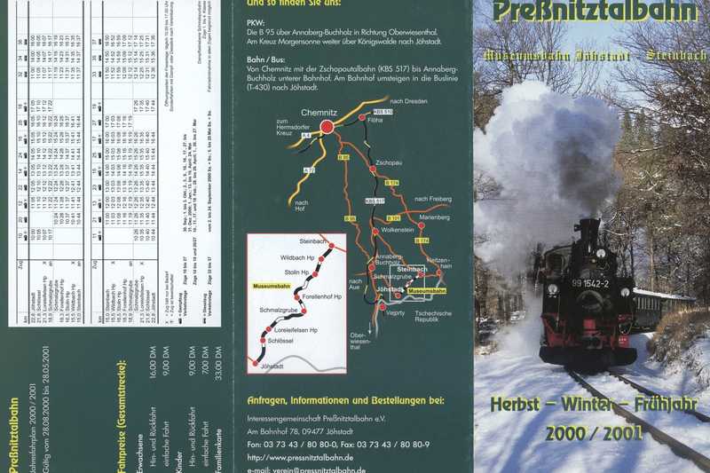 Jahres- und Veranstaltungsflyer Preßnitztalbahn 2000/2001