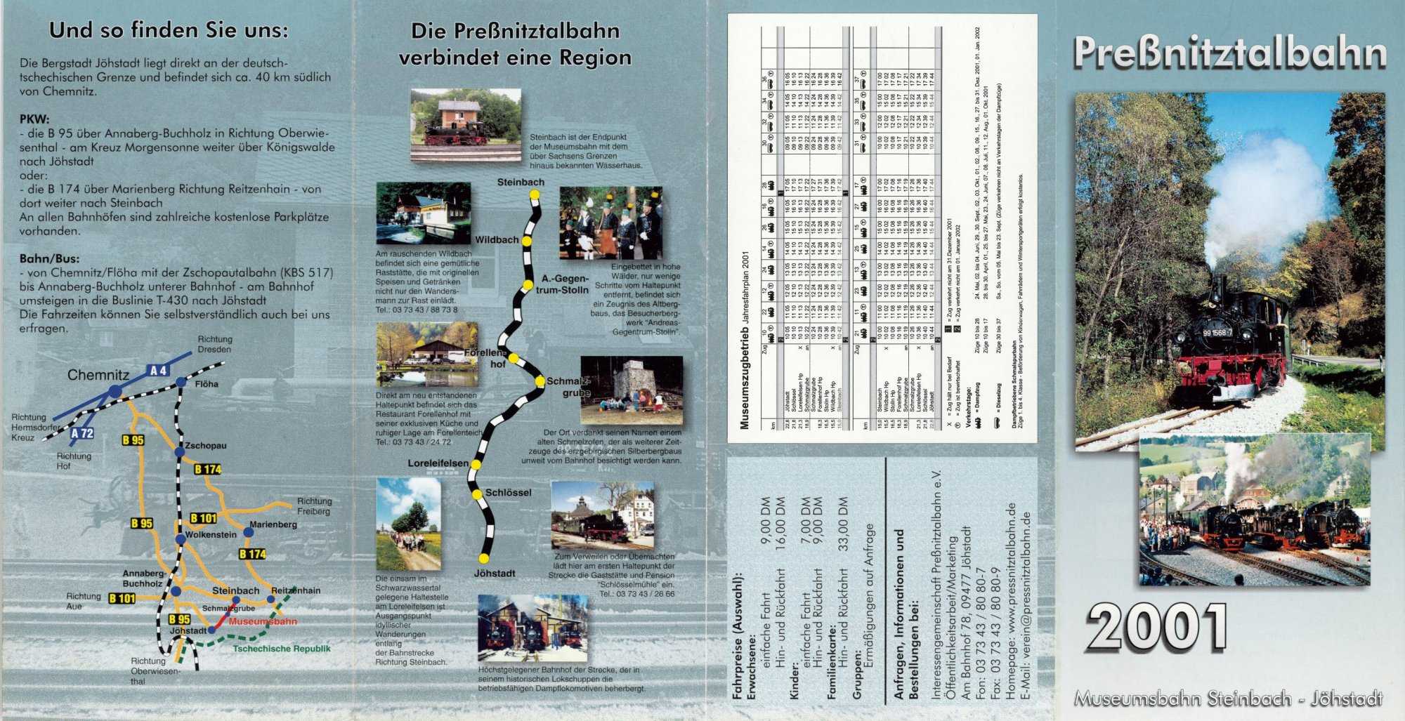 Jahres- und Veranstaltungsflyer Preßnitztalbahn 2001