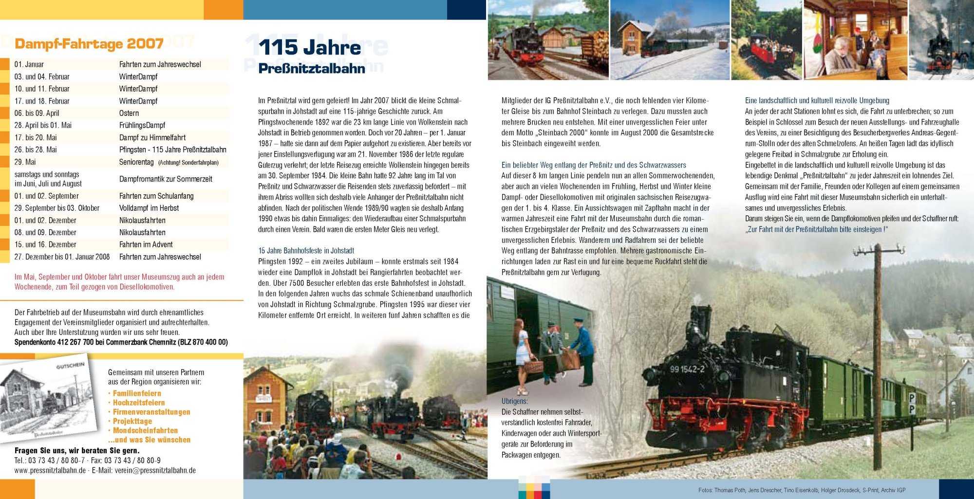 Jahres- und Veranstaltungsflyer Preßnitztalbahn 2007