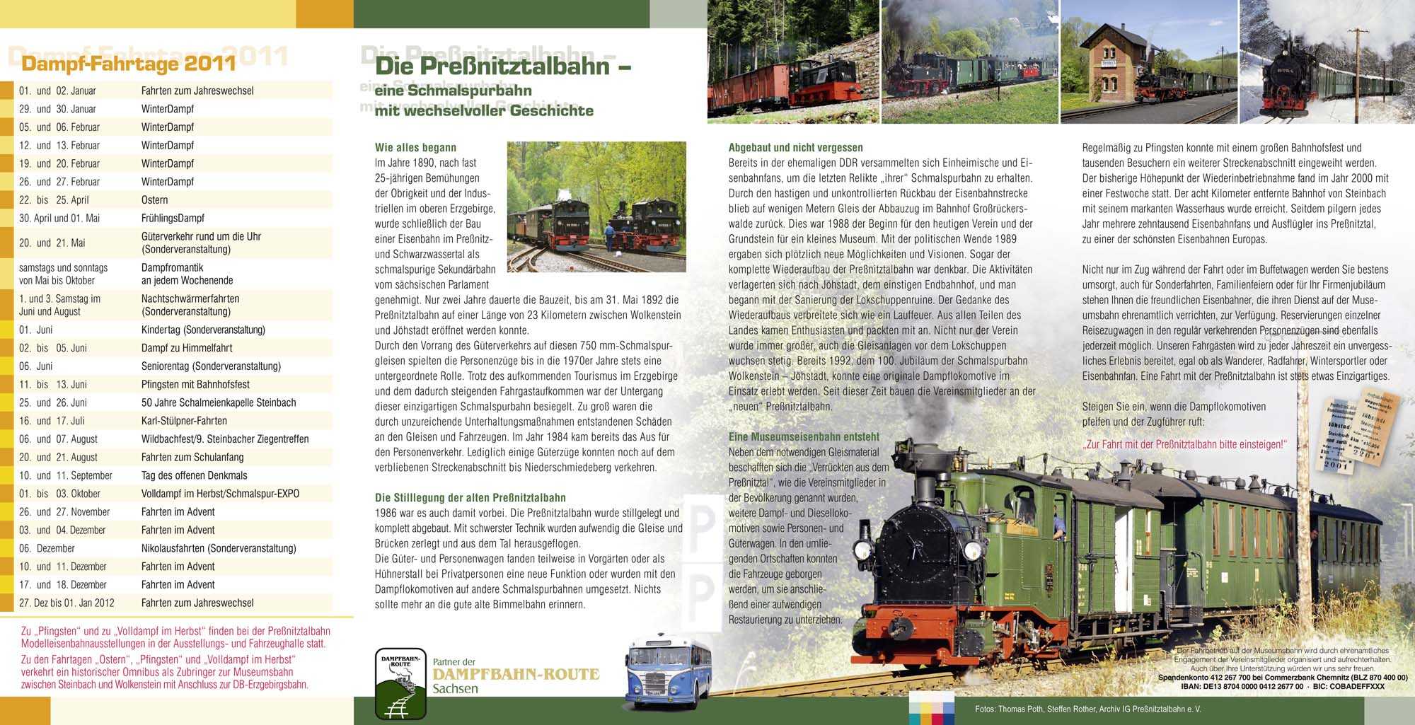 Jahres- und Veranstaltungsflyer Preßnitztalbahn 2011