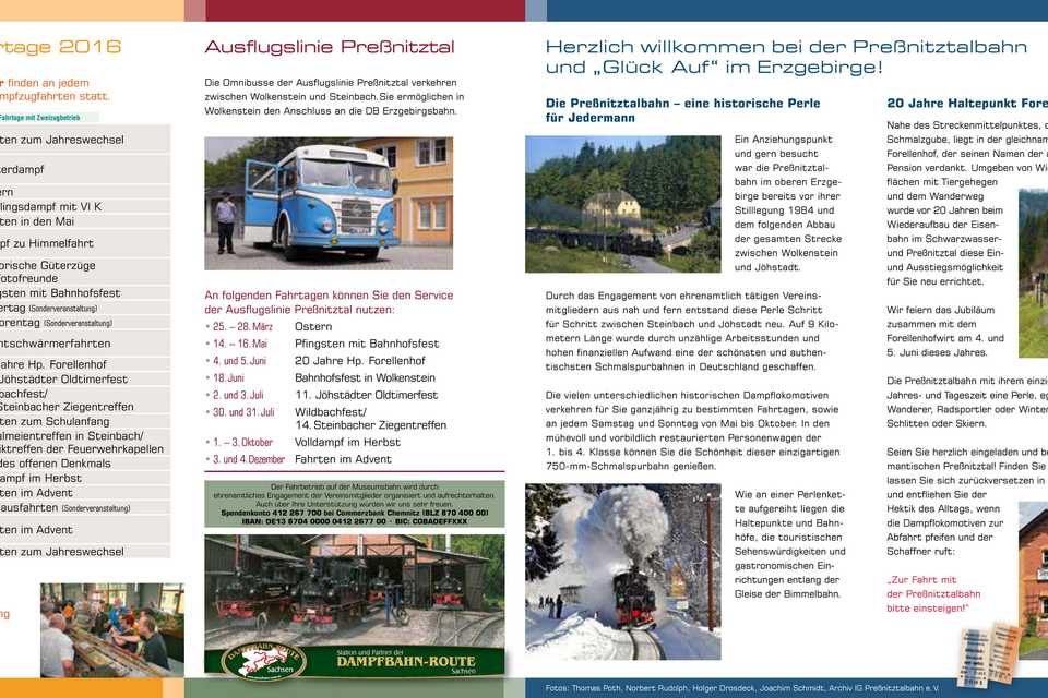 Jahres- und Veranstaltungsflyer Preßnitztalbahn 2016