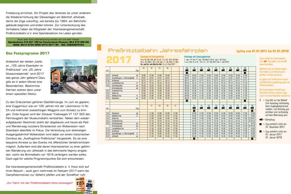 Jahres- und Veranstaltungsflyer Preßnitztalbahn 2017