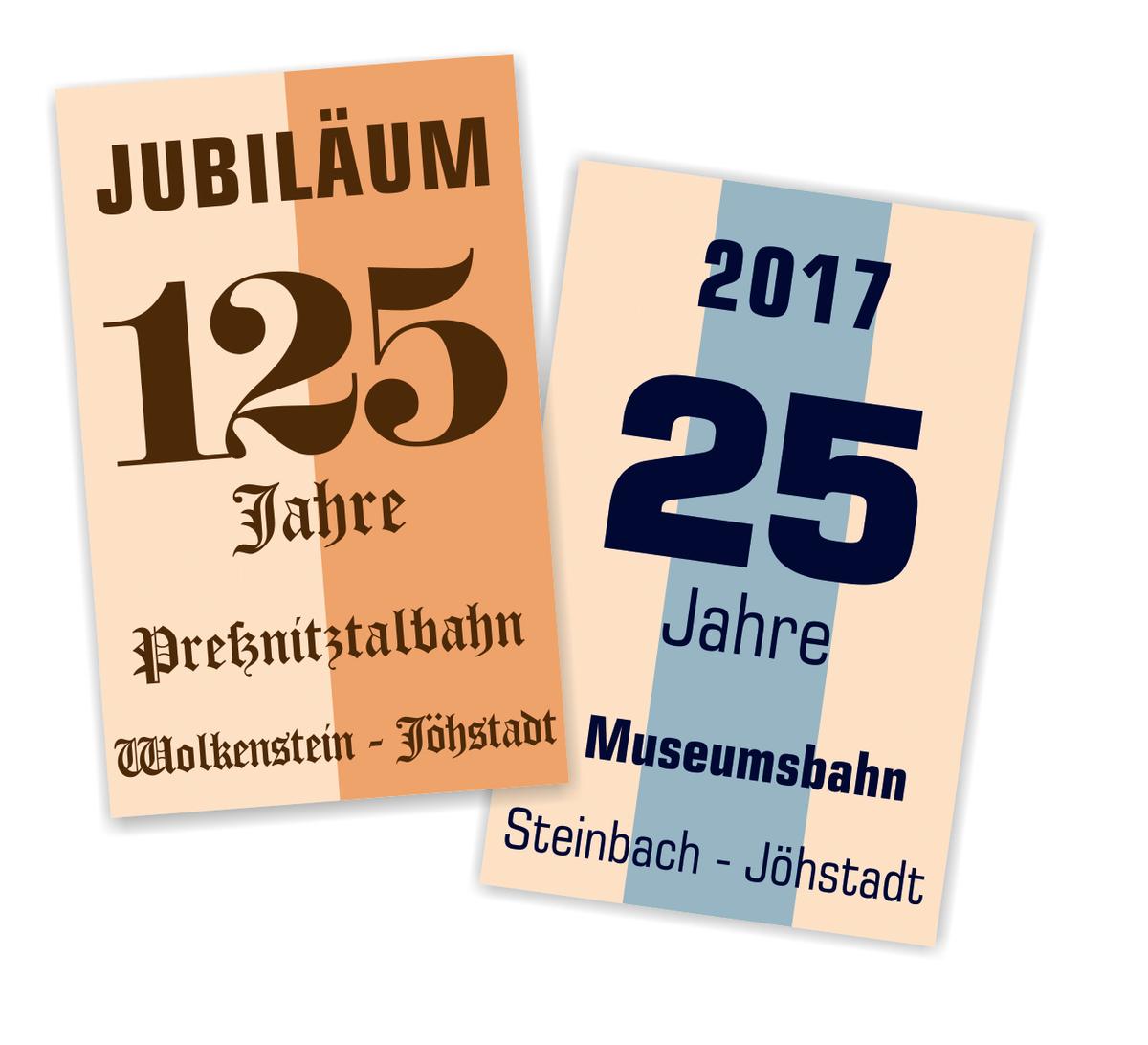 Logo für das Festjahr 2017: „125 Jahre Preßnitztalbahn - 25 Jahre Museumsbahn“