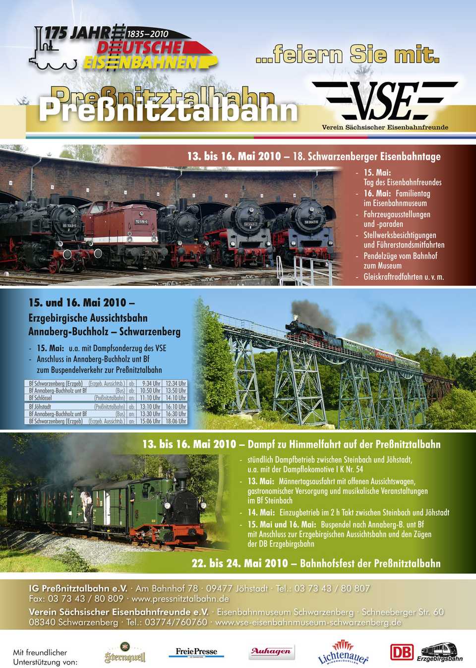 Veranstaltungen von IGP und VSE zum Jubiläum 175 Jahre Deutsche Eisenbahnen.