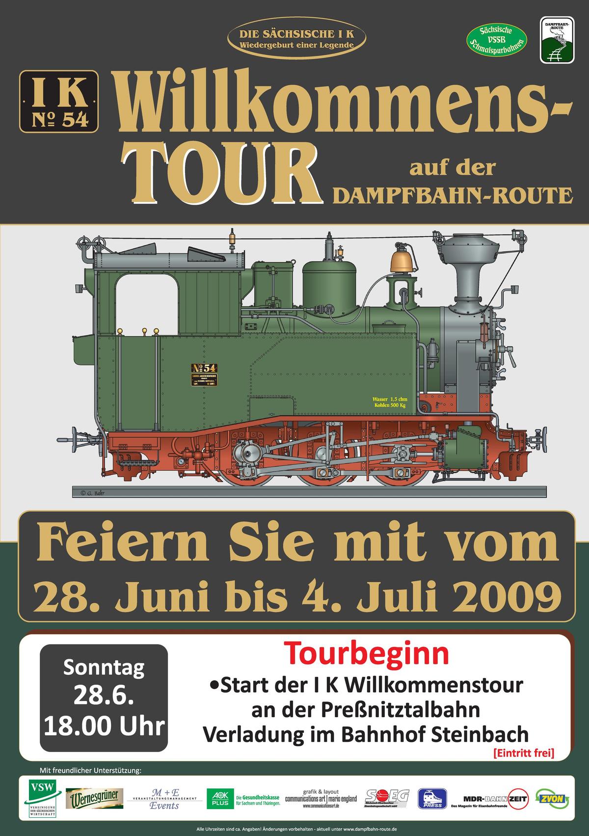 Plakat zum Tourbeginn der Willkommenstour am 28.6.2009 in Steinbach.