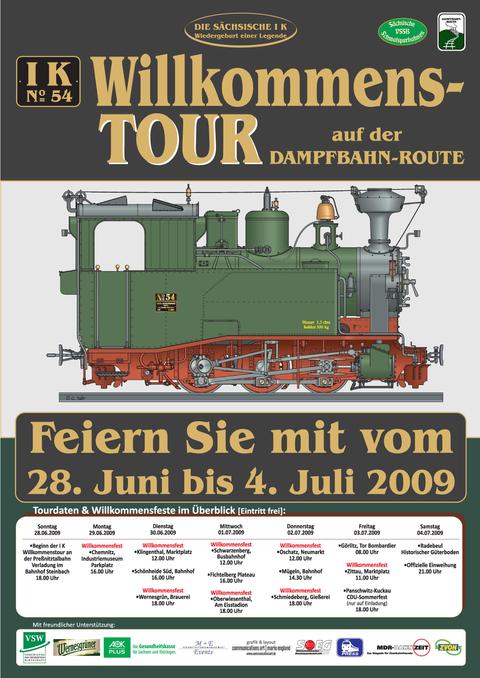 Tour-Plakat der I K Nr. 54 durch den Freistaat Sachsen.