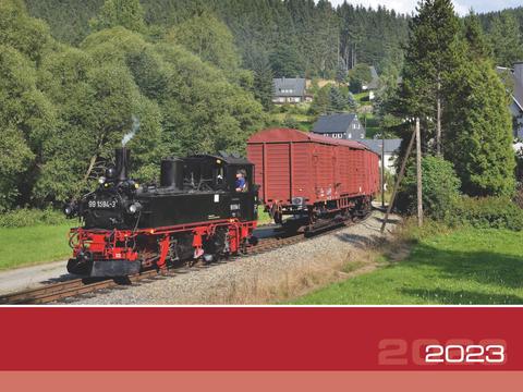 Deckblatt Kalender „Unterwegs mit der Preßnitztalbahn“ 2023