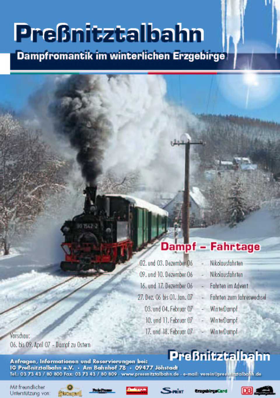 Poster mit den Fahrtagankündigungen von Dezember 2006 bis Februar 2007