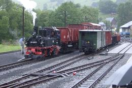 Güterzüge im Bahnhof Steinbach.
