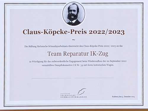Der Preisträger 2022/2023 ist das „Team Reparatur I K-Zug“