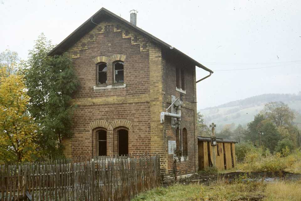 7.10.1986. Das Wasserhaus von Steinbach ist nur noch eine Ruine. Sammlung: Martin Stephan